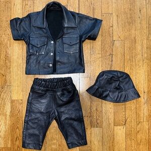 Baby custom-made 3 -piece 100% goatskin leather outfit